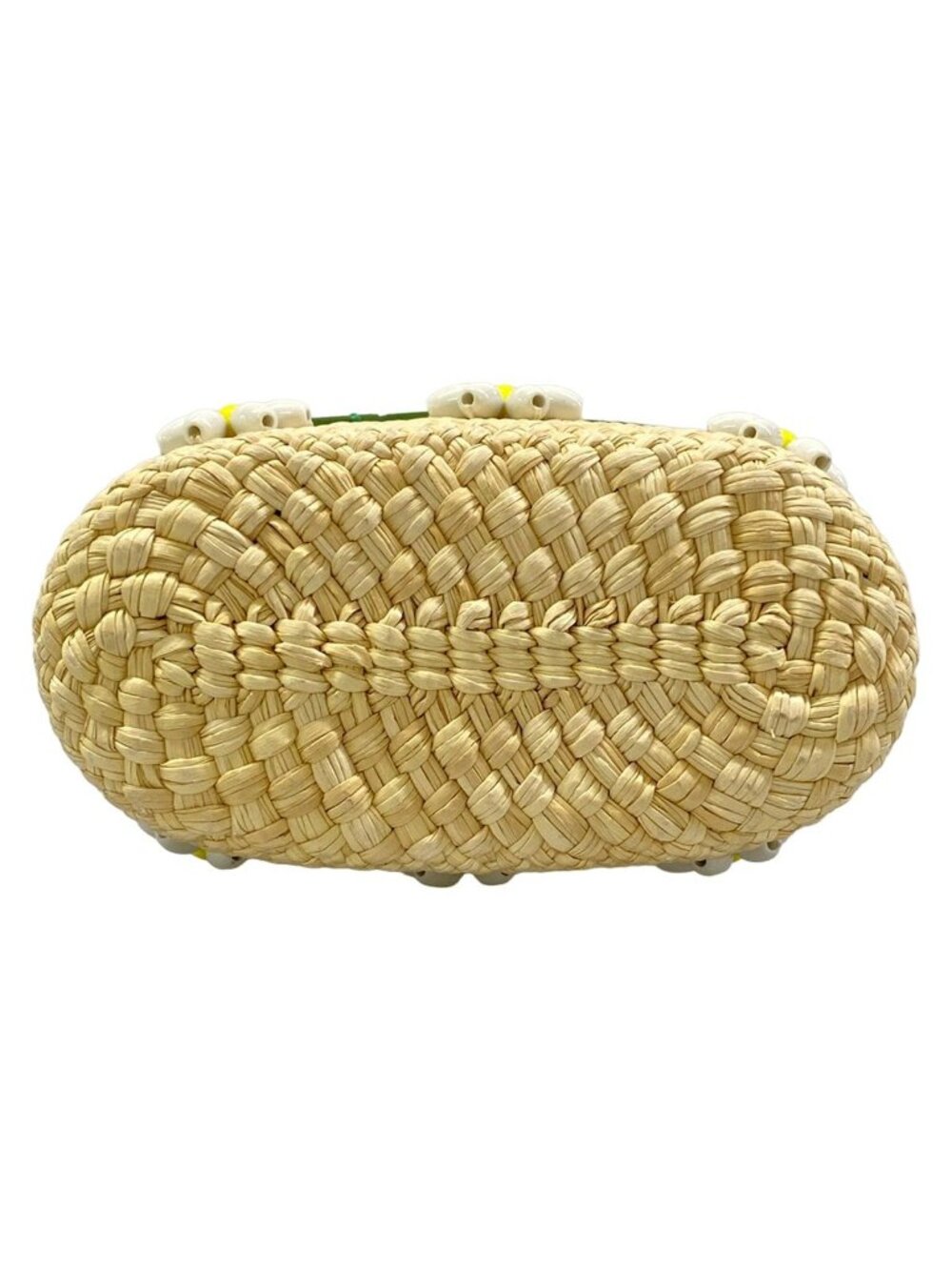 Loewe Shoulder Bag Square Pocket Ivory Green Multi Beads Flower Drawstring Braid - Picture 5 of 15